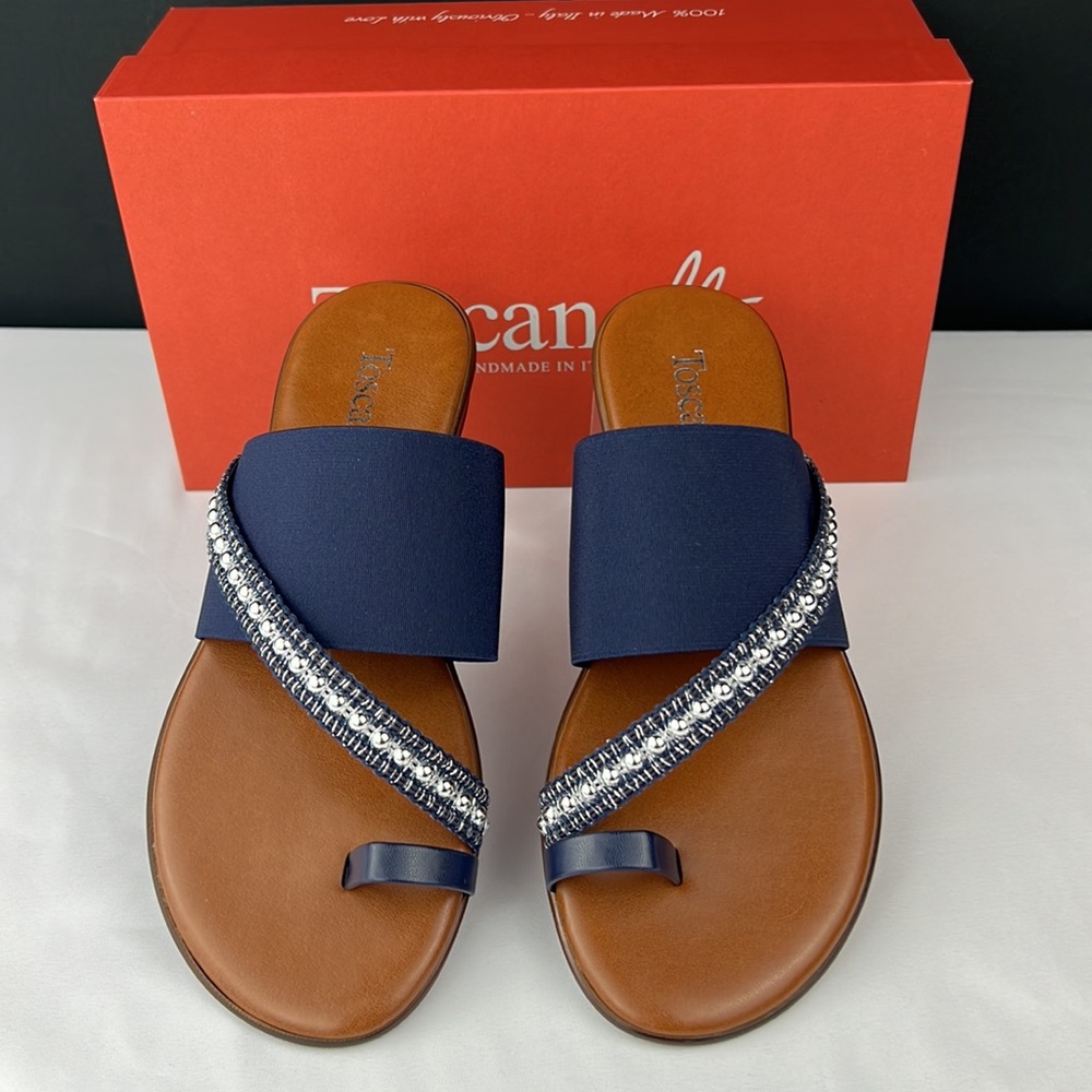 Toscanella - ‘Navy Jeweled Sandals’ SZ: 9, 9.5. NWT Firm! - Picture 2 of 4